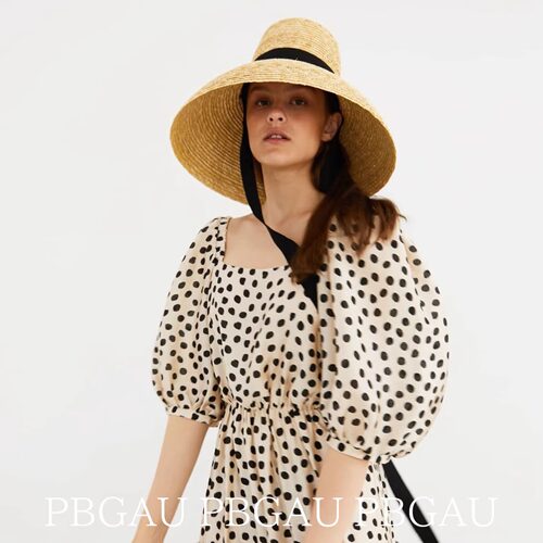 PBGAU春夏手工编织遮阳复古草帽