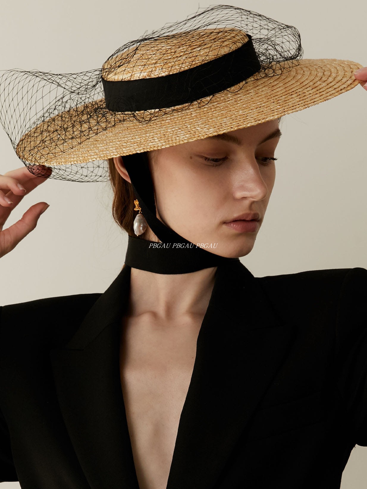 出游法式春夏造型网纱浅顶遮阳帽