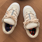 复古高街专业滑板鞋 朋蛇奶油杏百搭男女情侣学生校园厚鞋 舌面包鞋