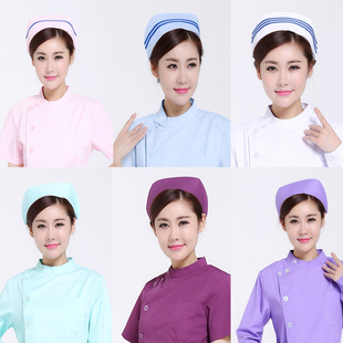护士帽子医生服白大褂护士长工作帽燕尾帽一二三杠斜杠粉蓝色白紫