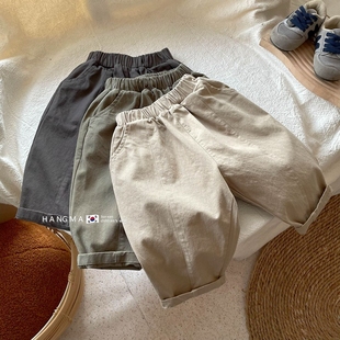 文艺腔调~男女儿童洋气压线宽松休闲萝卜裤子春秋薄款长裤韩系