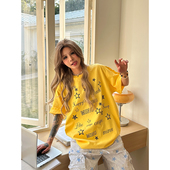 Sixminu小蚊子美式 休闲重磅纯棉t 潮牌星星T恤女圆领宽松情侣短袖