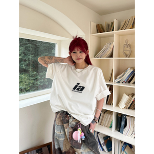 Sixminu小蚊子美式 情侣简约T恤女宽松休闲潮上衣 街头重磅潮牌短袖