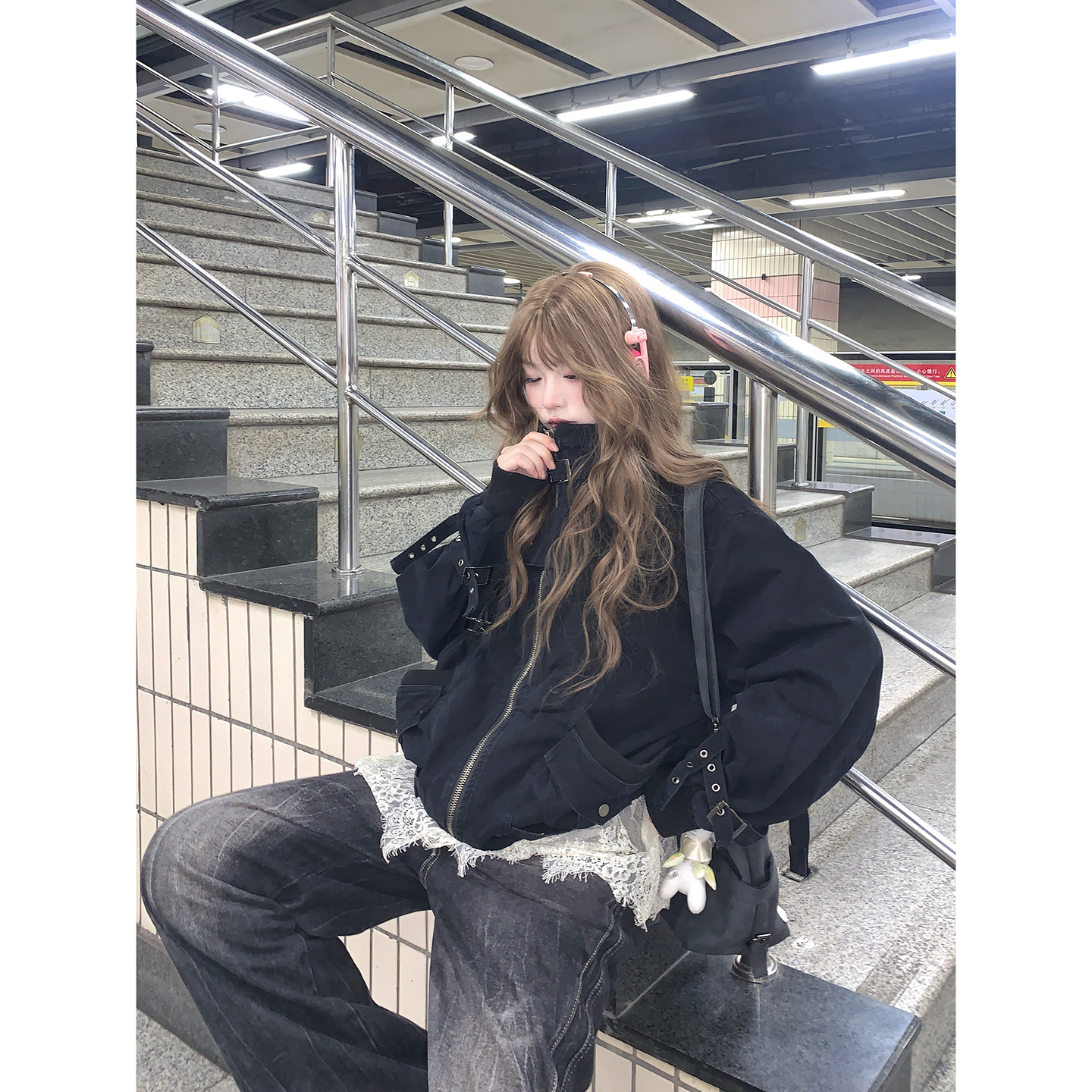 水洗金属设计感夹克男女宽松外套