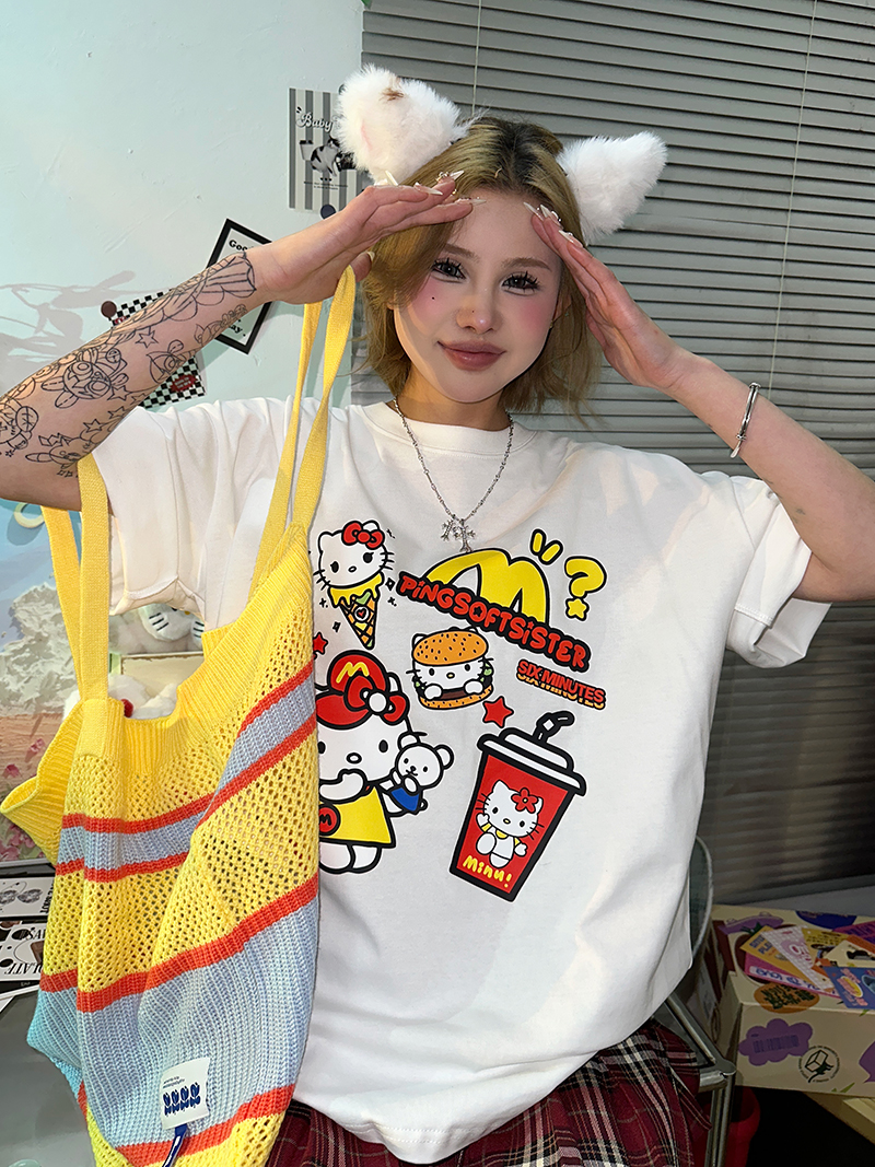 短袖卡通常规印花棉男女
