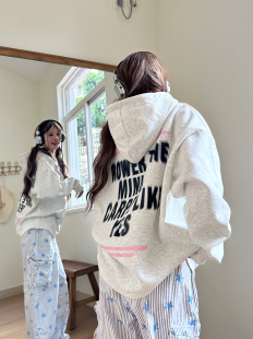 帽衫 Sixminu 重磅潮卫衣女薄宽松休闲长袖 复古秋季 女情侣 2024美式