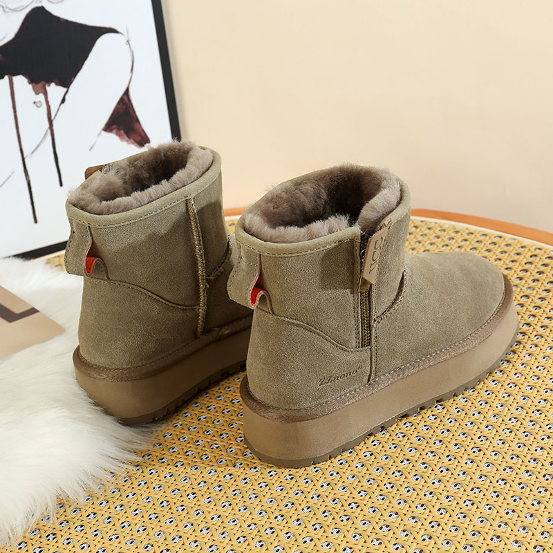 雪地靴冬季侧拉链加厚羊毛