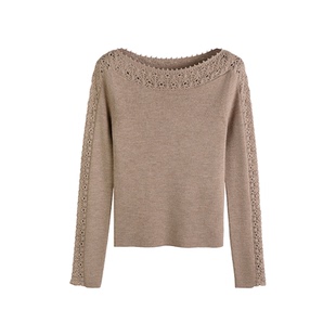 安琪儿专享 KK396 270克秋冬新款 CYJ 574 镂空拼接针织衫