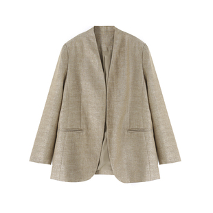 安琪儿专享 WWO74 金丝亚麻极简无领西装 CYJ W229 上衣