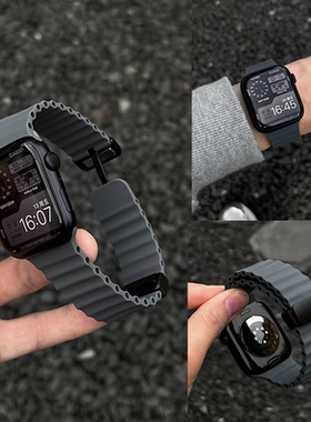 适用苹果手表iwatch11表带s10海洋硅胶磁吸AppleWatch789运动腕带