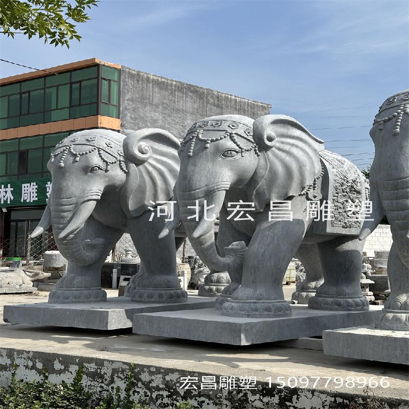 石雕大象一对花岗岩动物石象公司酒店小区门口大型瑞兽摆件大象