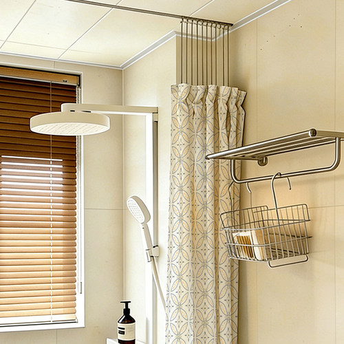 防水免打孔滑轨浴帘隔断帘