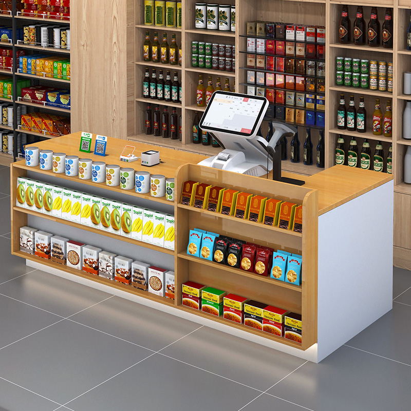 超市收款台前台店铺小型柜台收银台便利店文具店转角吧台桌置物台