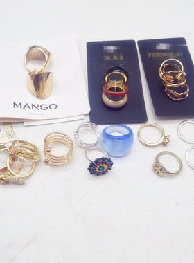 饰品欧美风滴釉闪钻组合百搭戒指