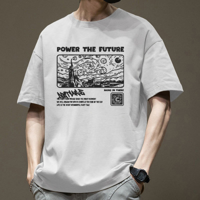 美式hiphop纯棉短袖t恤男款夏季重磅嘻哈潮牌潮流高街