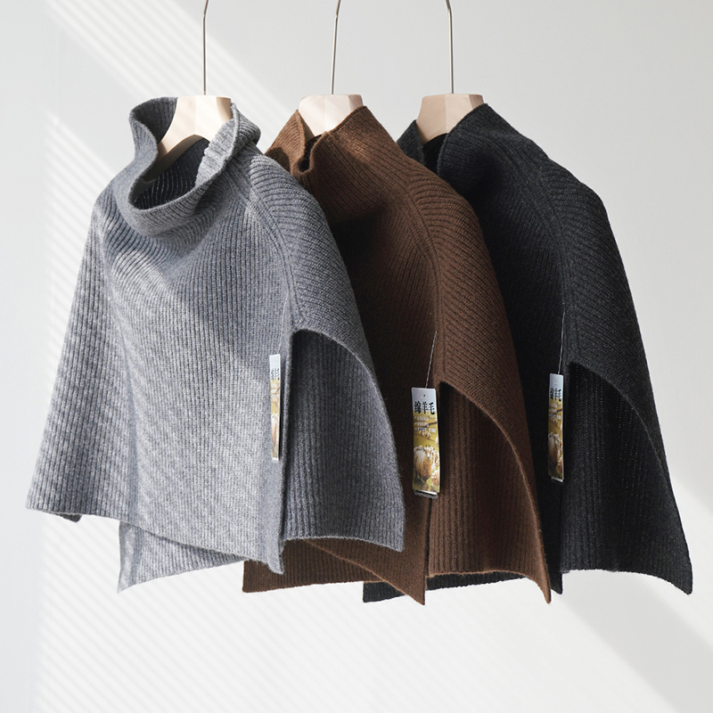 100%绵羊毛披肩式围脖女秋冬