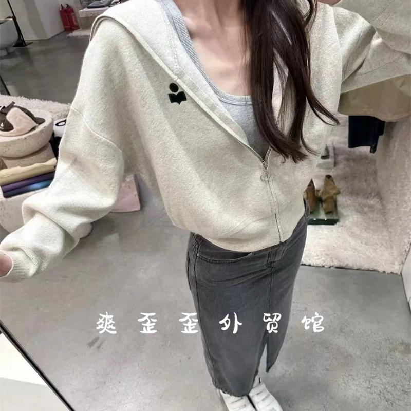 特别好看，跟一般的针织开衫不一样！！海军领卫衣款拉链外套女