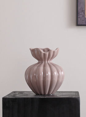 北欧法式风花瓣花瓶陶瓷摆件高级感家居桌面水培鲜花艺术花器