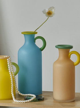 SoftHome多巴胺色系居家软装酒店样板间装饰哑光耳玻璃花