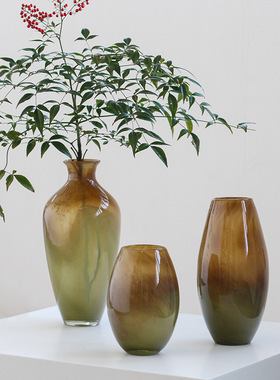 SoftHome绿色新品小口渐变纹鲜花餐桌玄关居家吊钟马醉木花瓶