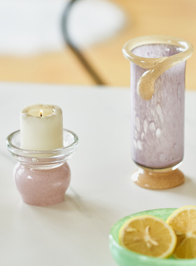 复古风餐桌双色拼接花水杯果盘碟子餐盘香薰烛台装饰品拍照道具