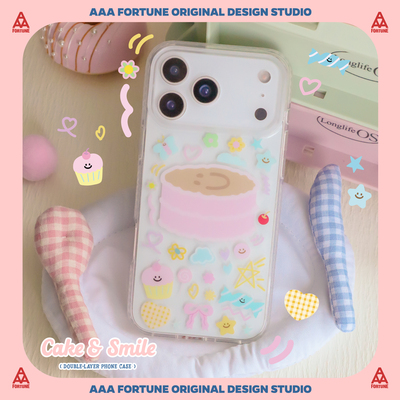 iPhone17透明双层笑脸蛋糕手机壳