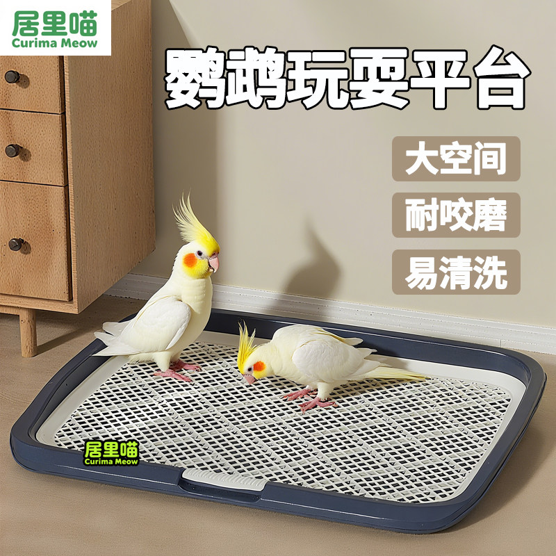 鹦鹉互动平台防外溅防踩屎盆