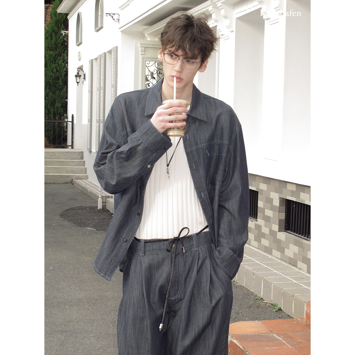 "无脑入的牛仔一整套！"撞色扣子套装牛仔衬衫 | kernhafen,男装,衬衫,淘宝优惠券,粉丝福利购,淘宝优惠卷