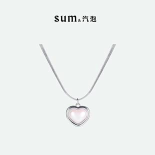 简约日常百搭 温柔气质时尚 SUM汽泡原创设计款 珍珠爱心项链新品