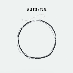 SUM汽泡·黑玛瑙双层毛衣链·原创设计款 ·日常精致