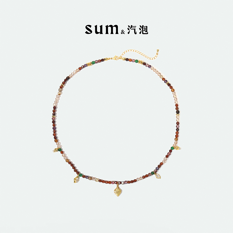 水晶玛瑙k金女设计百搭项链