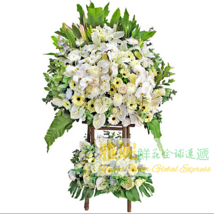 香港高檔喪禮雙層花籃葬禮牌束圈哀思白事悼念花店送花訂花寶福山
