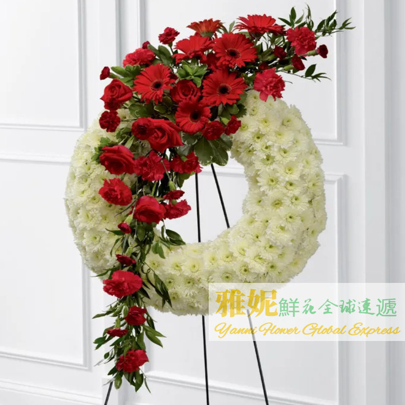 美国丧礼鲜花速递白事花圈祭奠吊唁殡葬全国没送订花纽约休斯顿