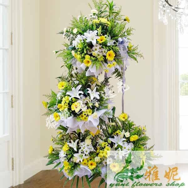 新加坡丧礼花篮速递全国哀思吊唁白事葬礼殡葬花牌花束祭奠裕廊东