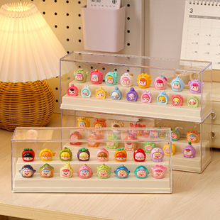 萌粒展示盒迷你手办展示架透明泡泡马特小摆件收纳盒叠叠乐防尘罐