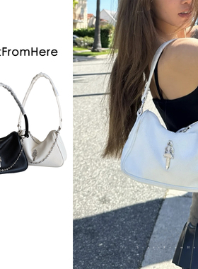 中号鸡块包十字架宝剑单肩包 大幂幂同款时髦慵懒头层牛皮腋下包