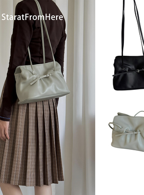 StartFromHere真皮云朵包女腋下包慵懒松弛高级感褶皱磁扣单肩包