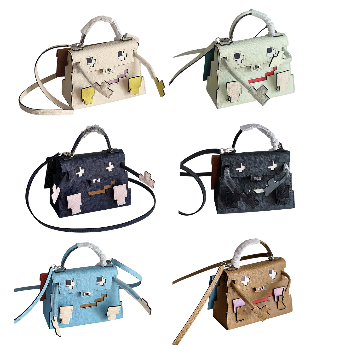 气泡绿娃娃包 马赛克凯莉包 epsom皮半手工蜡线手提单肩斜挎包女,箱包皮具/热销女包/男包,通用款女包,淘宝优惠券,粉丝福利购,淘宝优惠卷