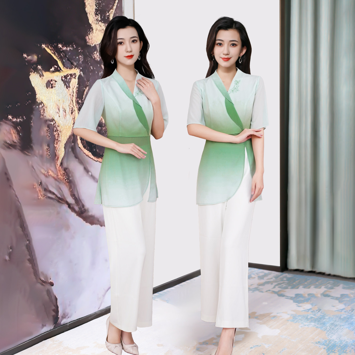2025新款高端足浴技师工作服女