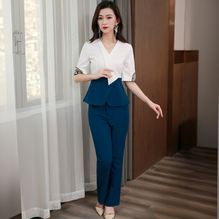 新款 女显瘦高端足浴按摩养生美容院工作服 技师工作服足疗气质套装