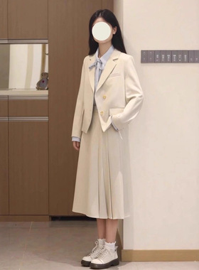 减龄休闲穿搭西装气质通勤教资考公面试西服外套半身裙职业套装