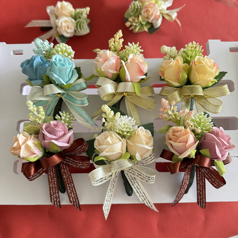 香港铁扣别针新款襟花新款仿真花公司商务宴会议贵宾喜庆毕业胸花