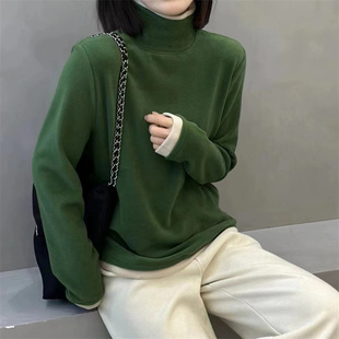 德绒高领打底衫女秋冬季2026新款宽松内搭可外穿加绒加厚保暖上衣