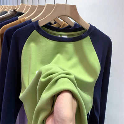 撞色德绒打底衫女秋冬内搭