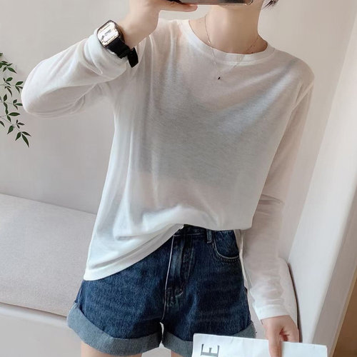 冰丝白色t恤女薄款防晒衫