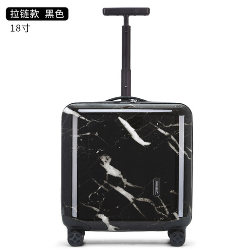 小型行李箱拉链款登机箱大理石花纹结实耐磨万向轮密码箱旅行箱