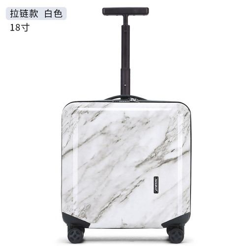 小型行李箱拉链款登机箱大理石花纹结实耐磨万向轮密码箱旅行箱