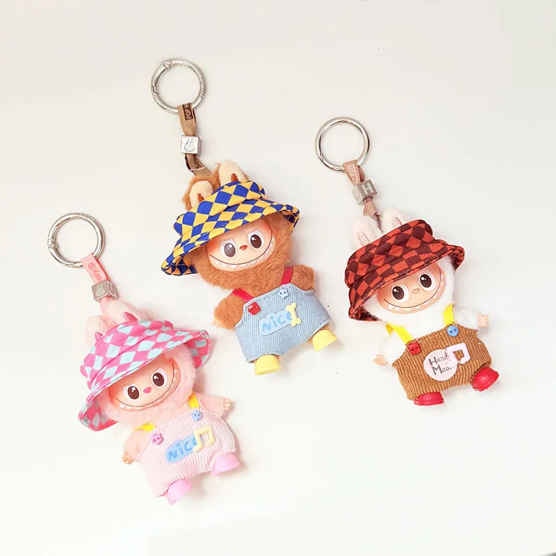 四代LABUBU4.0搪胶挂件玩偶衣服4.0心底密码娃衣棋格帽套装可爱萌