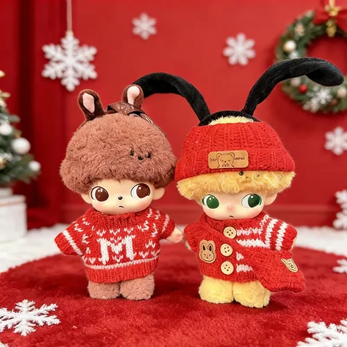 DIMOO新生日记系列娃衣搪胶毛绒挂件新年M红毛衣套装盲盒替换装