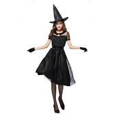 出口日本万圣节黑纱女巫cosplay服装 派对聚会简约气质巫婆游戏服